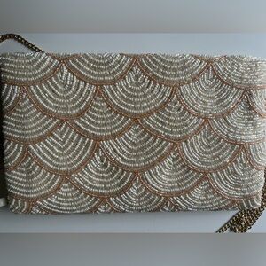 Art Deco Inspired Champagne Color Mix Beaded Crossbody Or Clutch